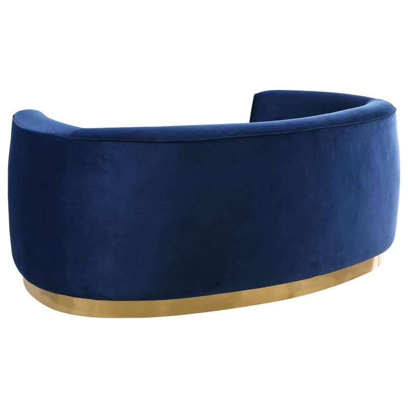Julian Velvet Loveseat, Navy, Gold Base - Image 3