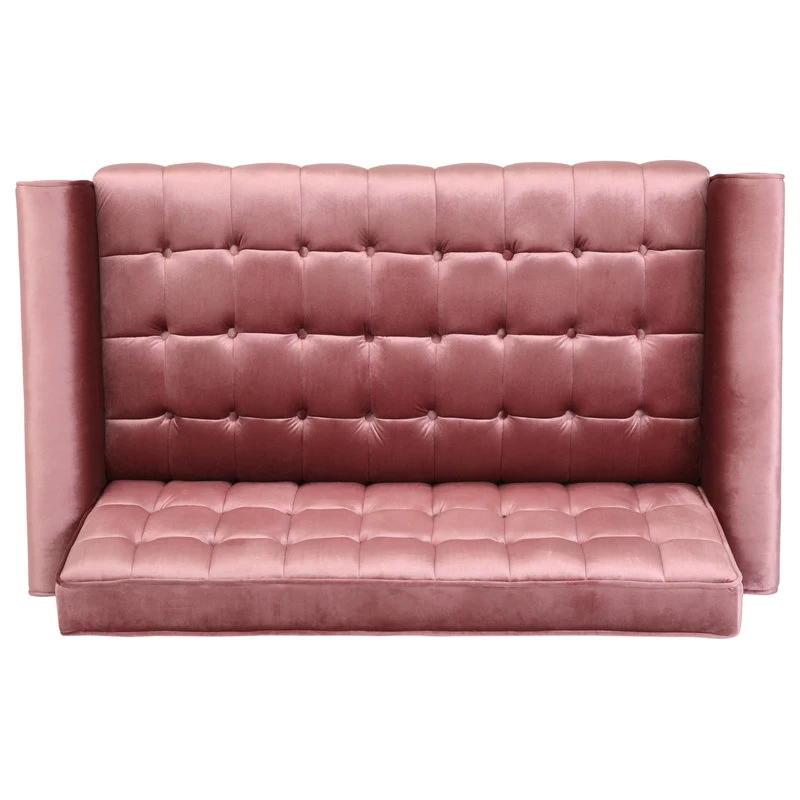 Aubrie Tufted Velvet Loveseat With Gold Tipped Tapered Legs, Blush, Gold Finish - Image 8