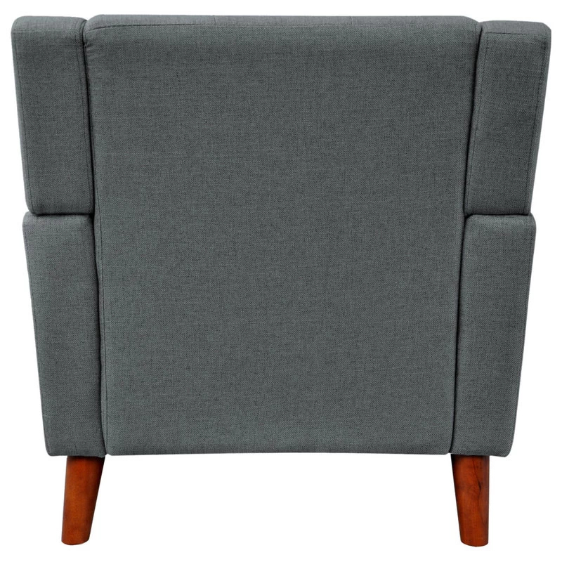 GDF Studio Evelyn Mid Century Modern Fabric Arm Chair, Dark Gray/Walnut - Image 6