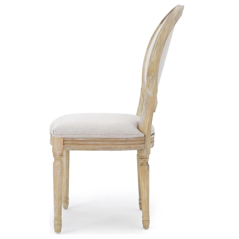 GDF Studio Phinnaeus French Country Fabric Dining Chairs (Set Of 2), Griege/Natural - Image 9