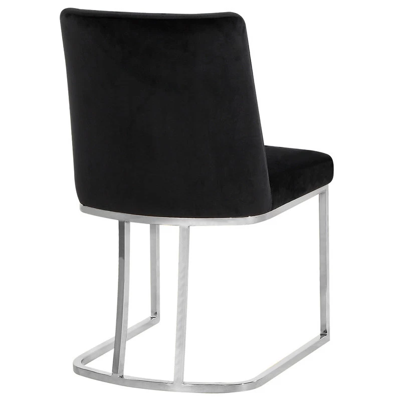 The Josephine Velvet Dining Chair, Black And Silver, Set Of 2 - Image 2