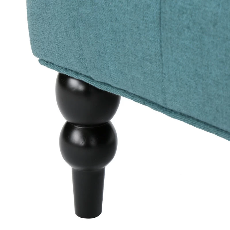 GDF Studio Leona Traditional High Back Tufted Winged Fabric Loveseat, Dark Teal - Image 6