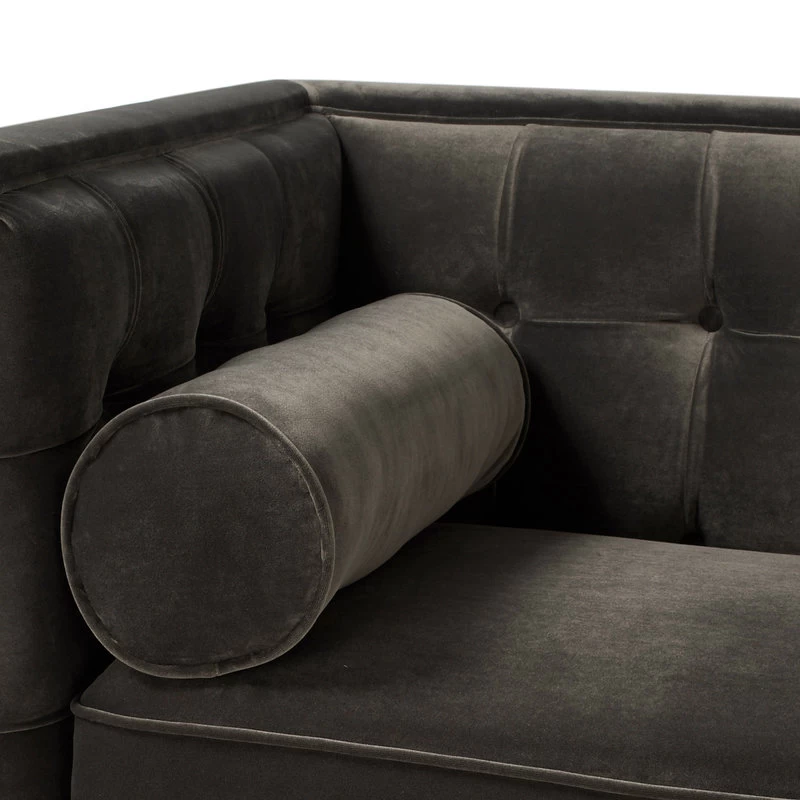Jack 84" Modern Tuxedo Tufted Sofa, Charcoal Gray Velvet - Image 10