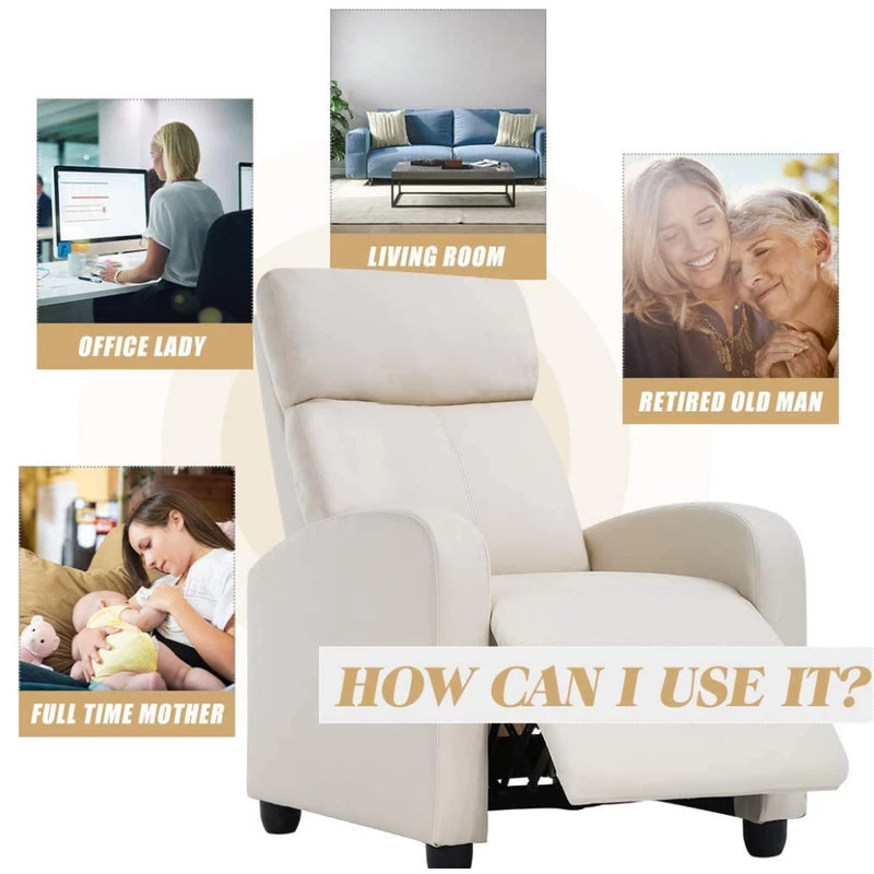 Modern Recliner Chair For Living Room, Beige - Image 5