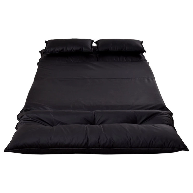 Costway PU Leather Foldable Modern Floor Sofa Bed Video Gaming 2 Pillows Black - Image 5