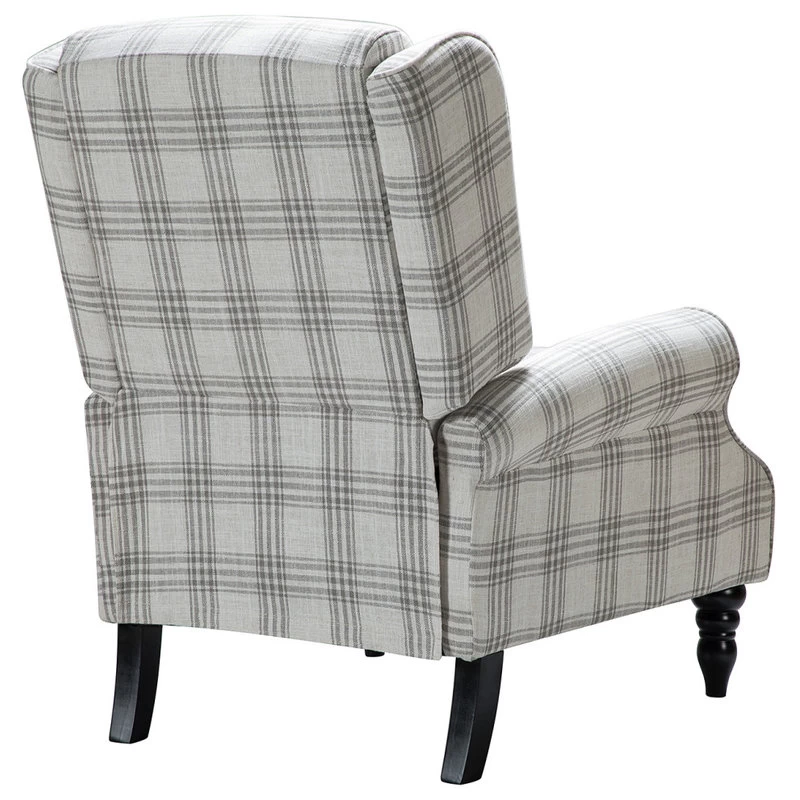 Modern Wingback Recliner, Plaid Gray - Image 5