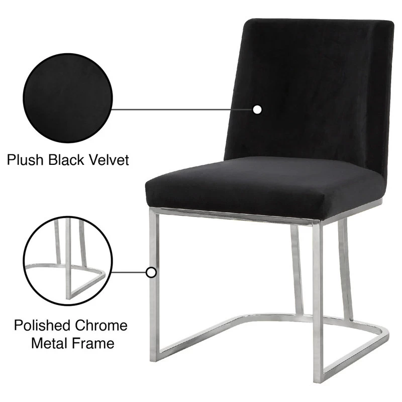 The Josephine Velvet Dining Chair, Black And Silver, Set Of 2 - Image 6