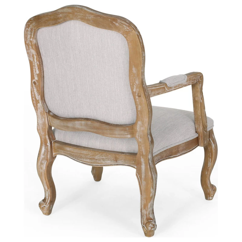 Stene French Country Upholstered Dining Armchair, Light Grey + Natural, Set Of 2 - Image 11