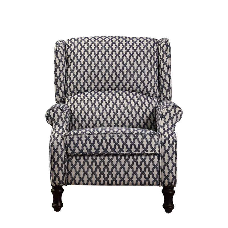 Evonna Puch Back Wingback Recliner, Navy, White - Image 4