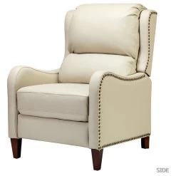 Genuine Leather Cigar Recliner With Wingback, Beige