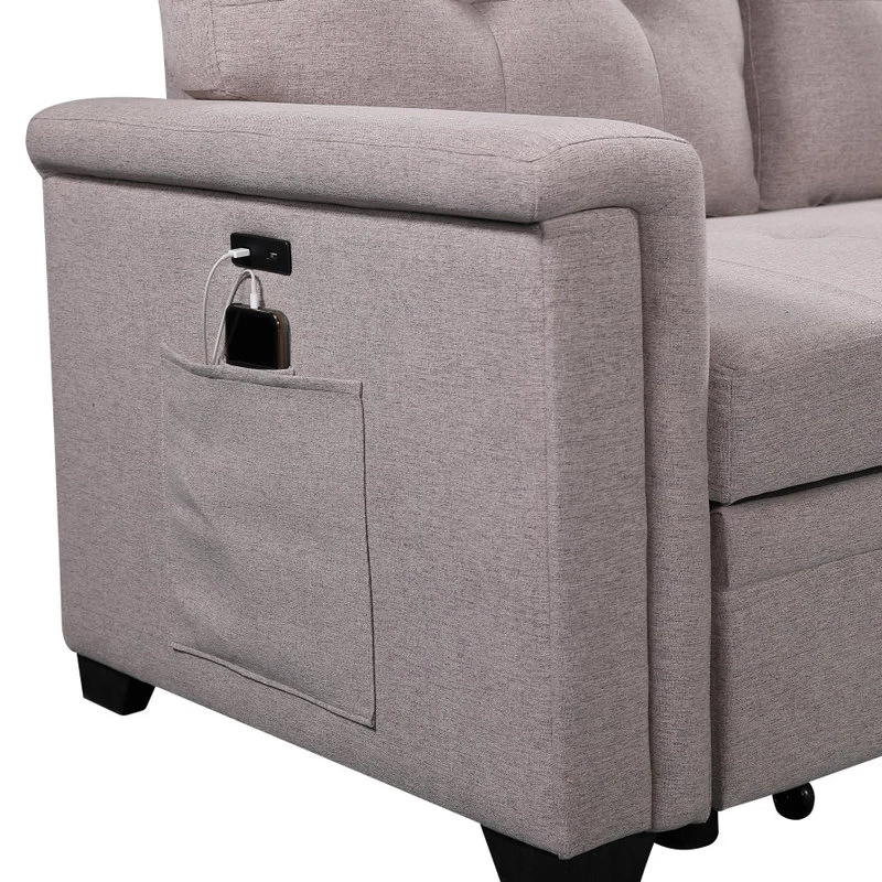 Ashlyn Sleeper Sofa With USB Charger Pocket And Reversible Storage Chaise - Image 3