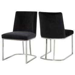 The Josephine Velvet Dining Chair, Black And Silver, Set Of 2