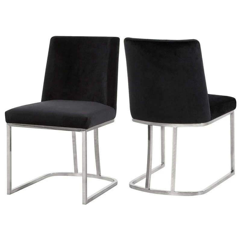 The Josephine Velvet Dining Chair, Black And Silver, Set Of 2