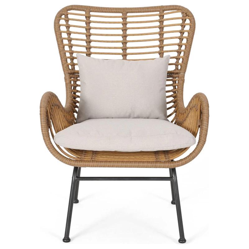 Gloria Indoor Wicker Club Chairs With Cushions, Set Of 2, Light Brown/Black/Beig - Image 10