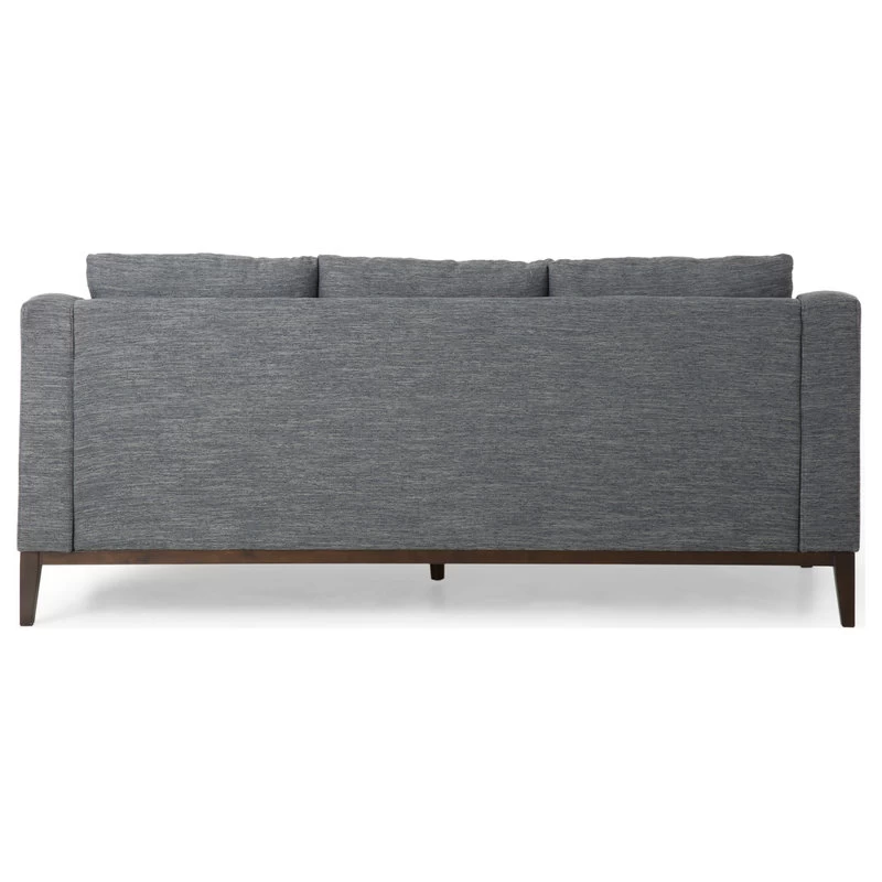 Noxon Fabric 3 Seater Sofa With Accent Pillows, Charcoal + Dark Walnut - Image 8