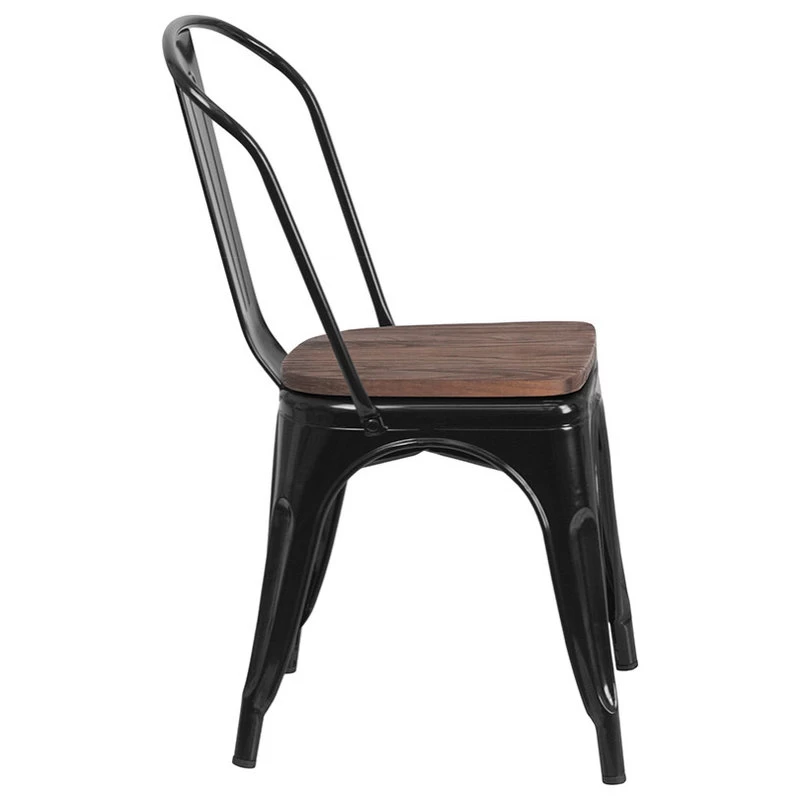 Flash Furniture Metal And Plastic Chair In Black Finish CH-31230-BK-WD-GG - Image 2