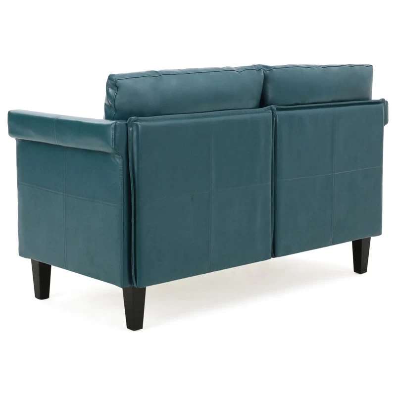 GDF Studio Harbison Leather Loveseat Settee, Teal - Image 6