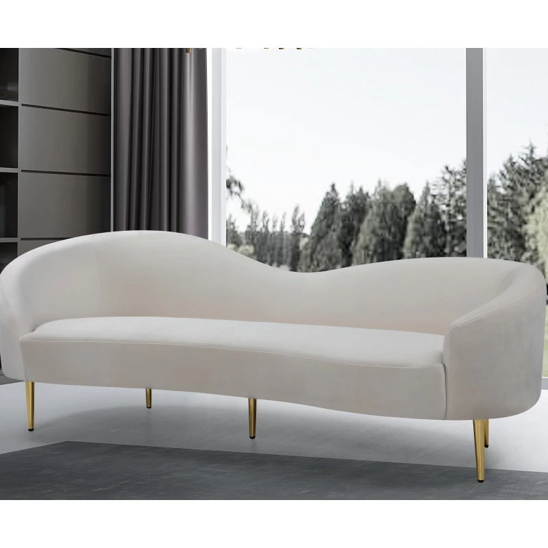Ritz Velvet Sofa, Cream - Image 2