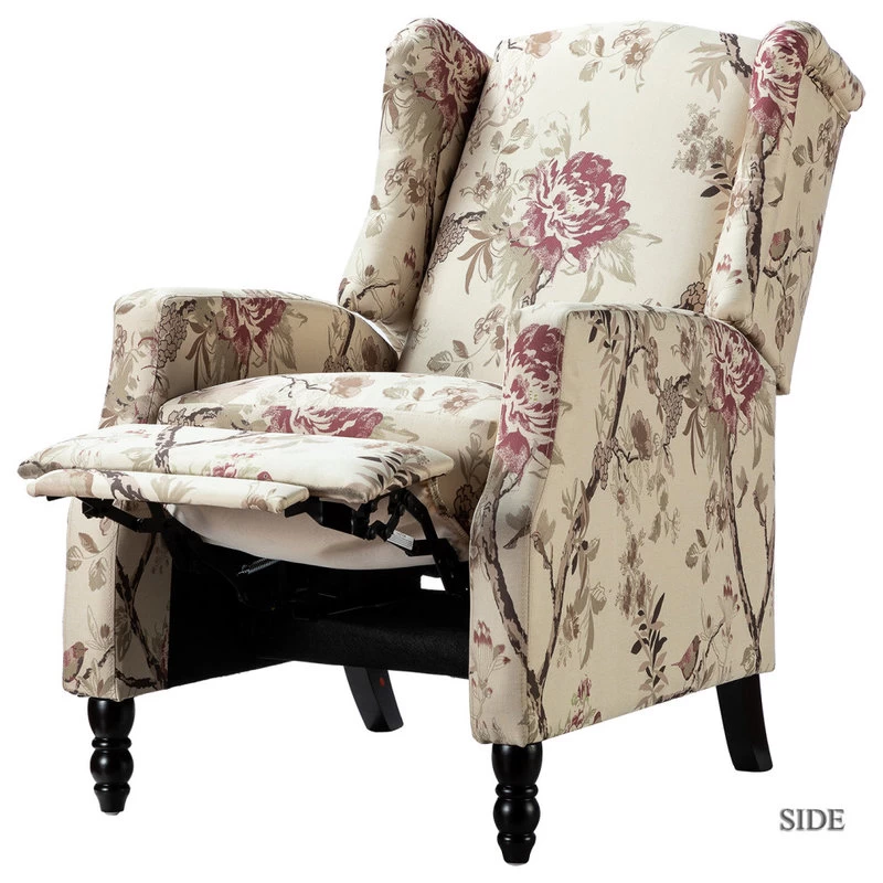 Upholstered Manual Recliner With Wingback,Set Of 2, Bird - Image 5