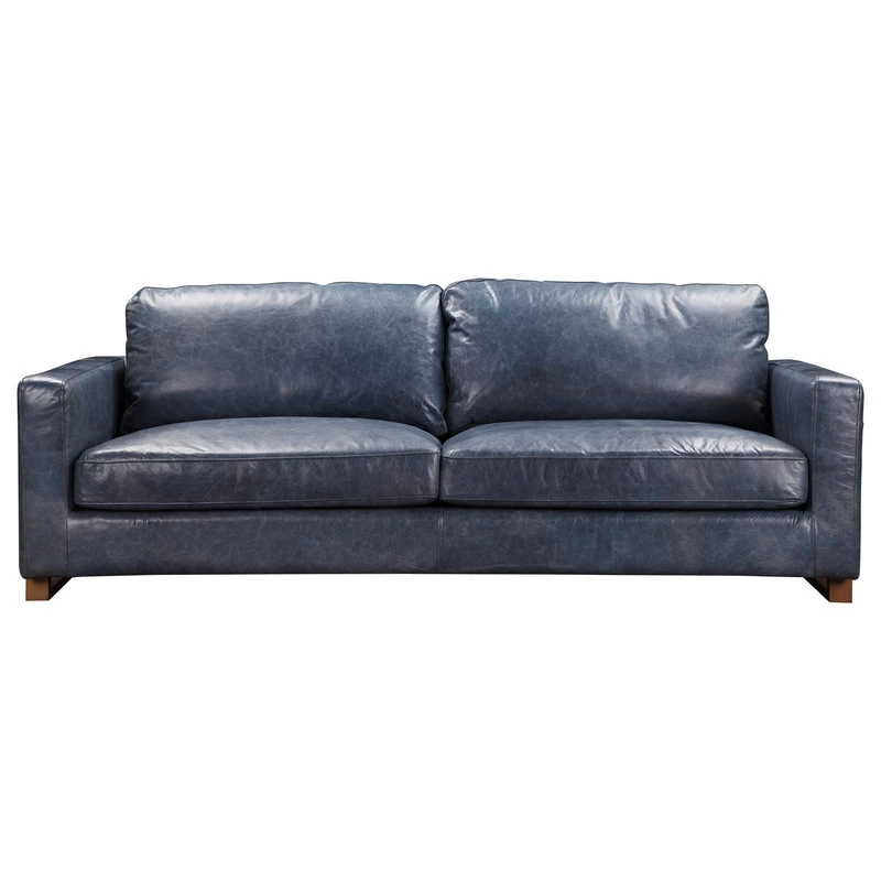 Moe's Home Collection Nikoly Contemporary Leather Sofa In Blue