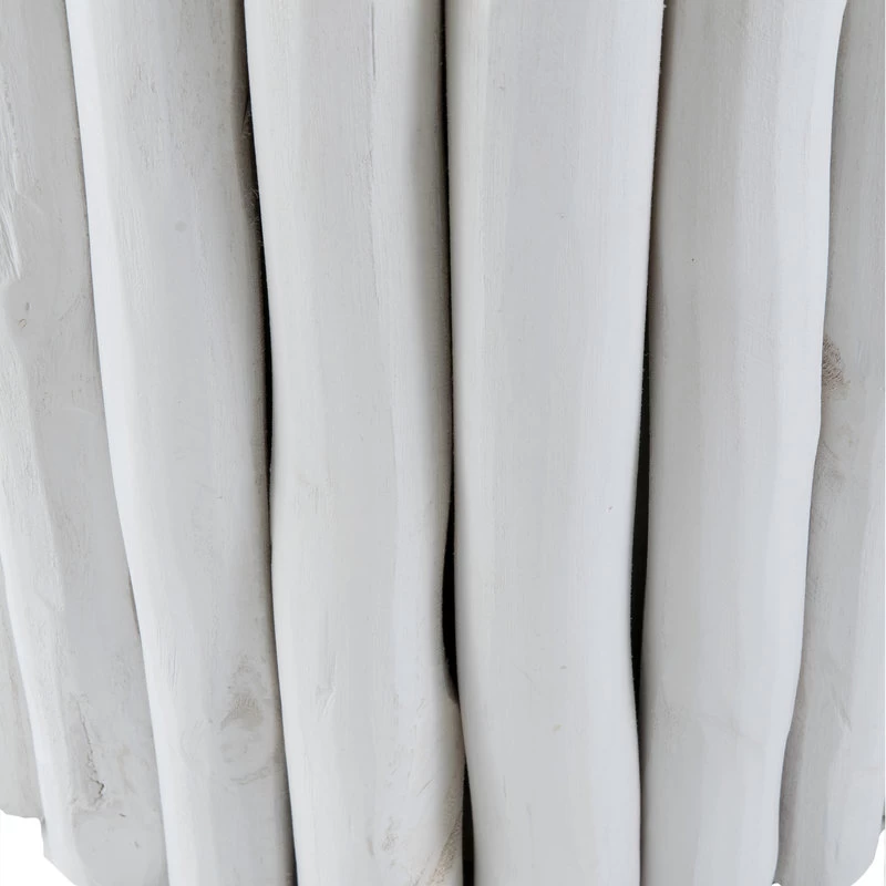 East At Main's Stanley White Round Teakwood Stool - Image 4