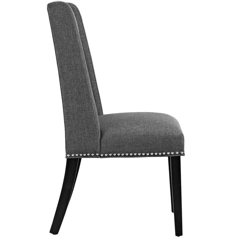 Baron Parsons Upholstered Fabric Dining Side Chair, Gray - Image 3