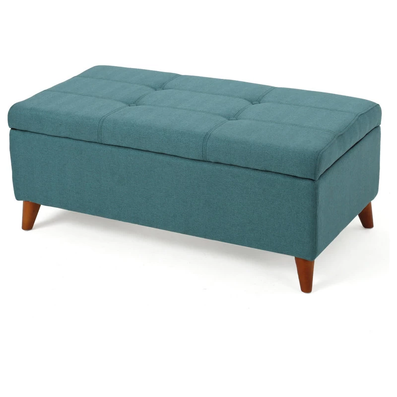 GDF Studio Etoney Fabric Storage Ottoman, Teal
