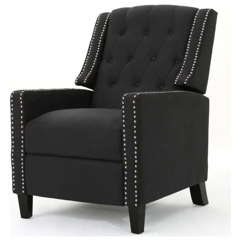 GDF Studio Ingrid Tufted Back Fabric Recliner Chair, Dark Charcoal