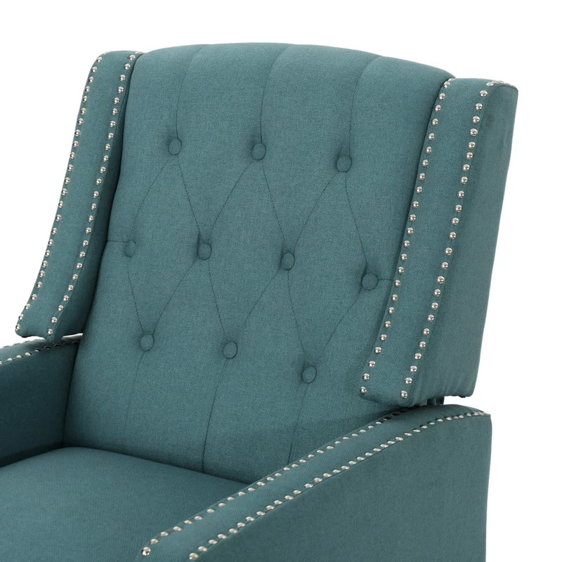 GDF Studio Izaak Tufted Back Fabric Recliner Chair, Dark Teal - Image 8