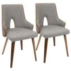 Lumisource Stella Set Of 2 Chair, Walnut And Light Gray CH-STLA WL+LGY2