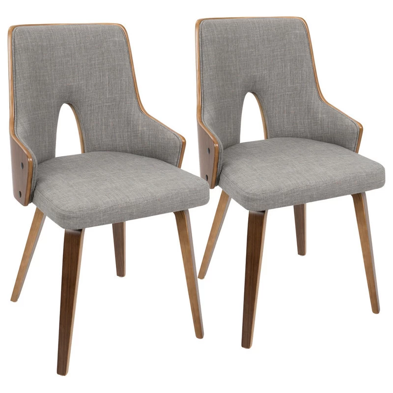 Lumisource Stella Set Of 2 Chair, Walnut And Light Gray CH-STLA WL+LGY2