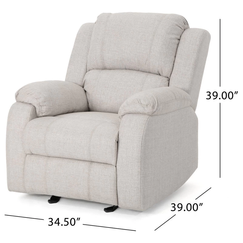 GDF Studio Scarlett Classic Fabric Gliding Recliner Chair, Beige - Image 3