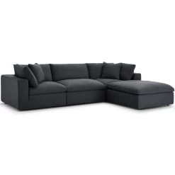 Modway Commix Down Filled 4 Piece Sectional Sofa Set With Gray EEI-3356-GRY