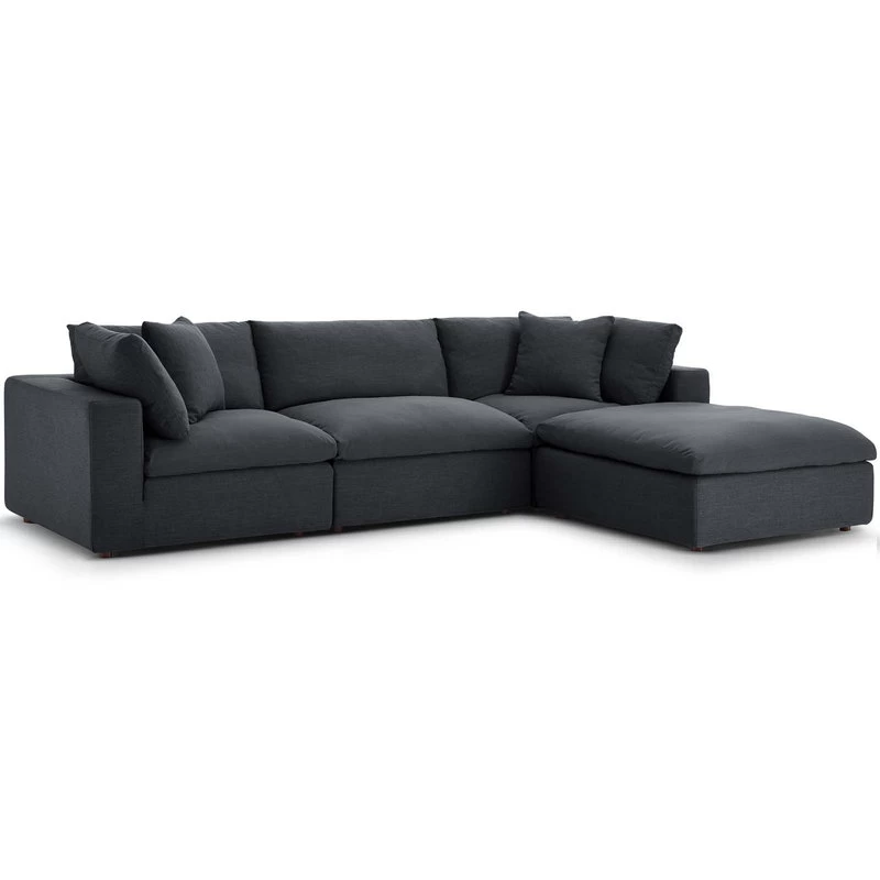 Modway Commix Down Filled 4 Piece Sectional Sofa Set With Gray EEI-3356-GRY