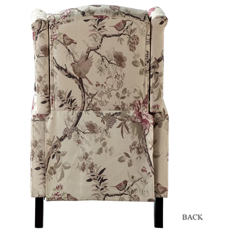 Upholstered Manual Recliner With Wingback,Set Of 2, Bird - Image 4