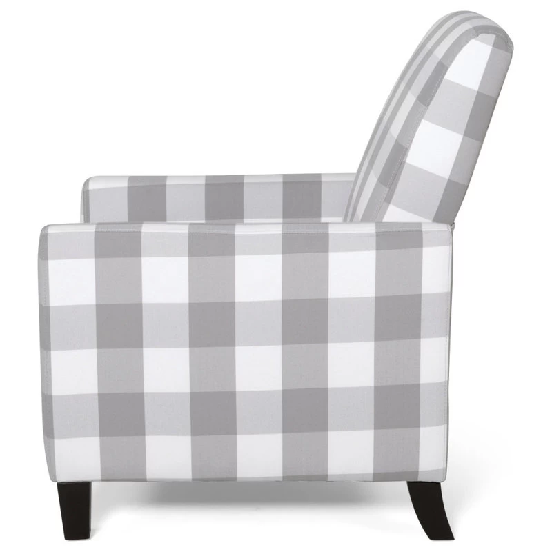 Bellagio Contemporary Fabric Upholstered Push Back Recliner, Gray Checkerboard/E - Image 11