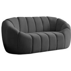 Elijah Velvet Upholstered Loveseat, Gray
