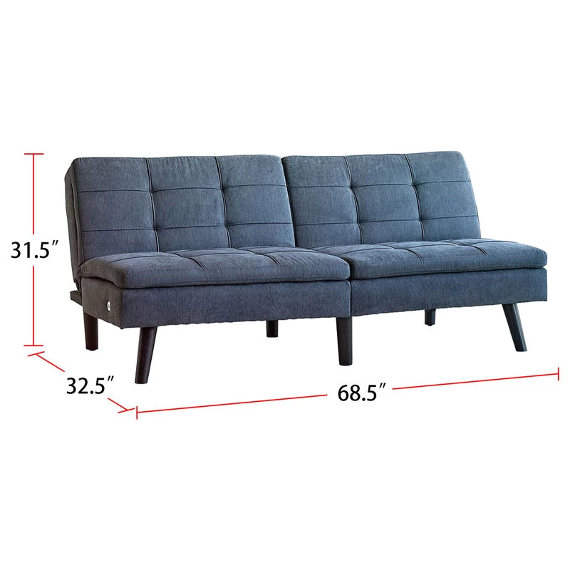 Sofa Bed With Foldable Split Back Design, Gray And Black - Image 3