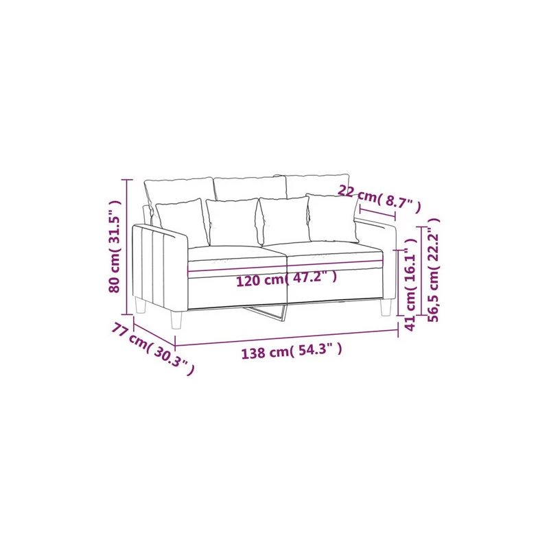 VidaXL 2-Seater Sofa Light Gray Velvet Living Room Lounge Seating Couch Settee - Image 8