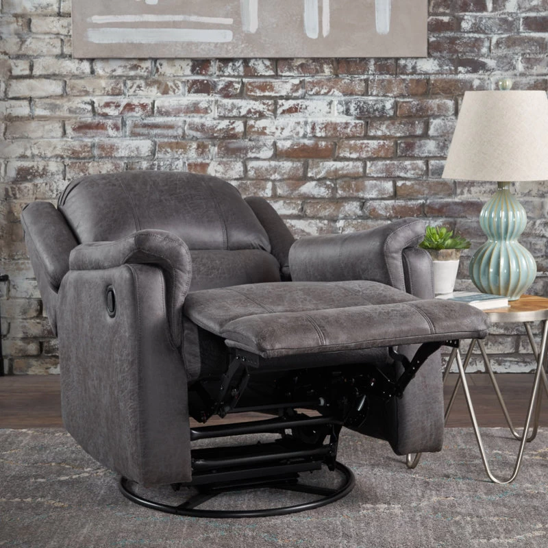 GDF Studio Jemma Tufted Slate Microfiber Swivel Gliding Recliner - Image 4