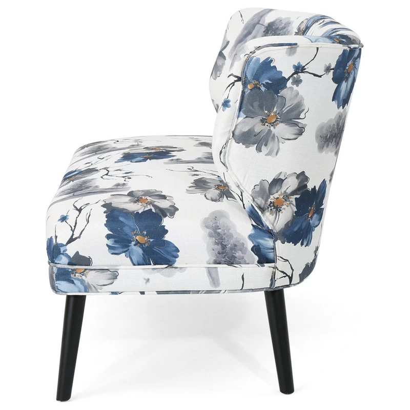 GDF Studio Dumont Modern Farmhouse Fabric Settee, Print/Matte Black - Image 7