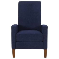 Plevna Fabric Upholstered Pushback Recliner, Navy Blue And Brown