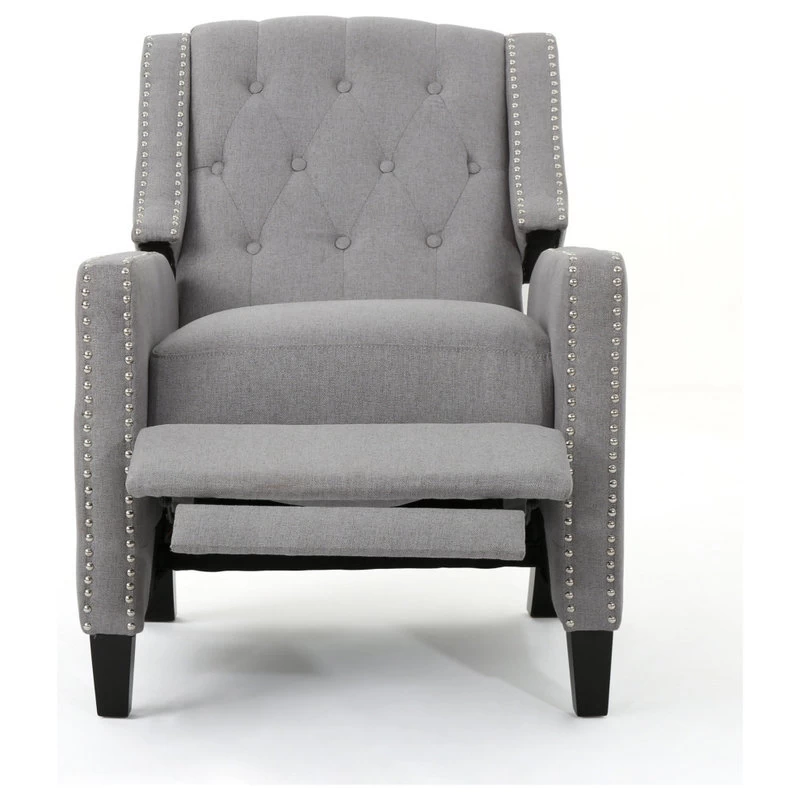 GDF Studio Izaak Tufted Back Fabric Recliner Chair, Light Gray - Image 6
