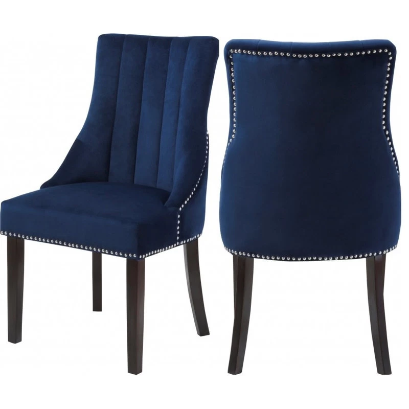 Oxford Velvet Dining Chair, Set Of 2, Navy