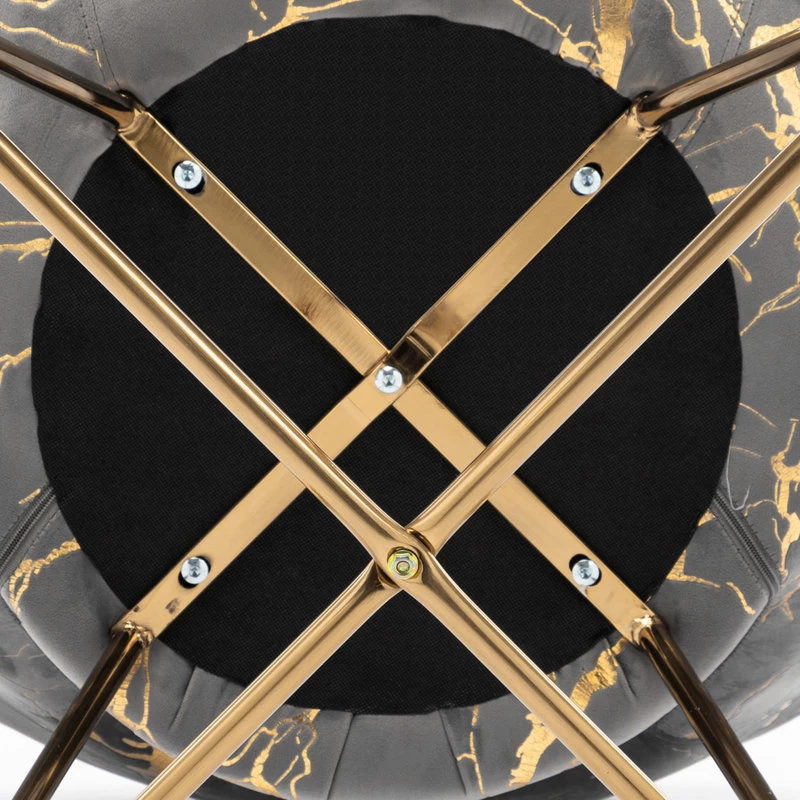 1 X Luxe Hot Stamped Velvet Papasan Accent Chair, Grey - Image 5