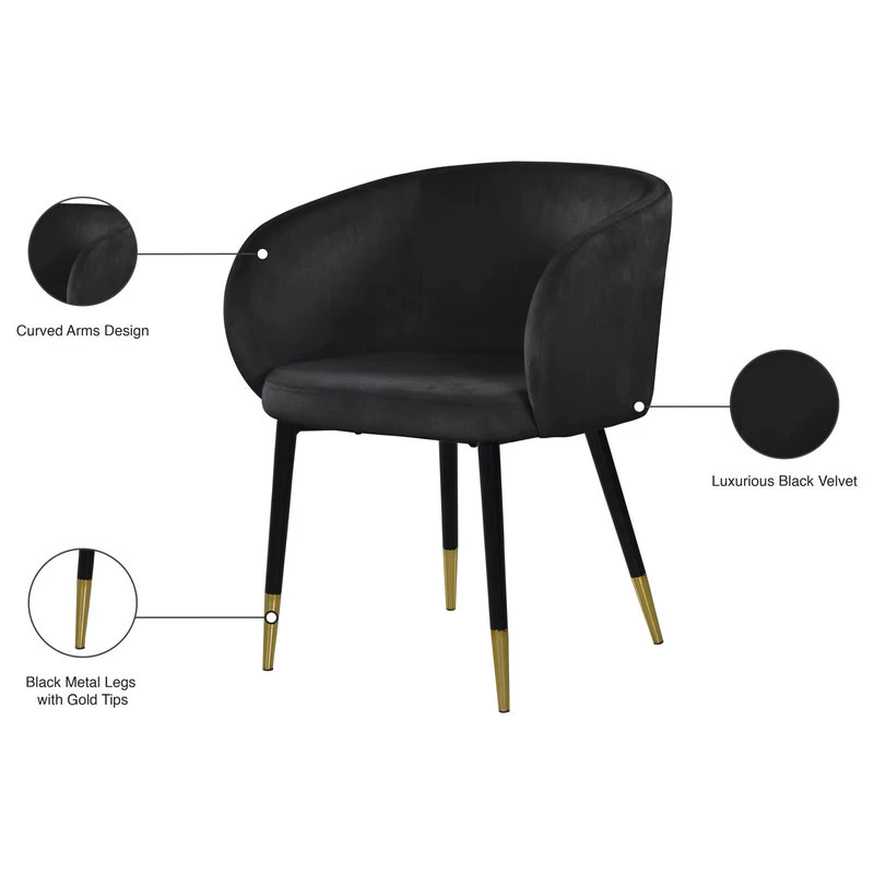 The Soho Dining Chair, Black, Velvet - Image 7