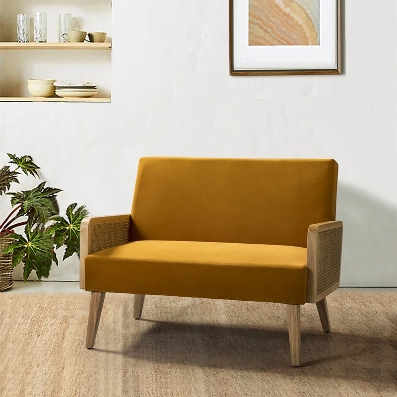 Wicker Arm Loveseat, Yellow - Image 2