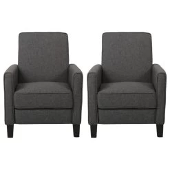 Susan Fabric Recliner, Set Of 2, Smoke And Dark Brown