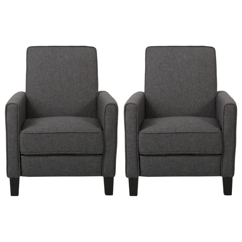 Susan Fabric Recliner, Set Of 2, Smoke And Dark Brown