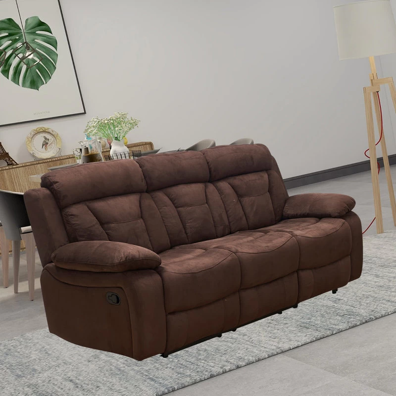 Betsy Furniture Microfiber Reclining Sofa, Brown - Image 2